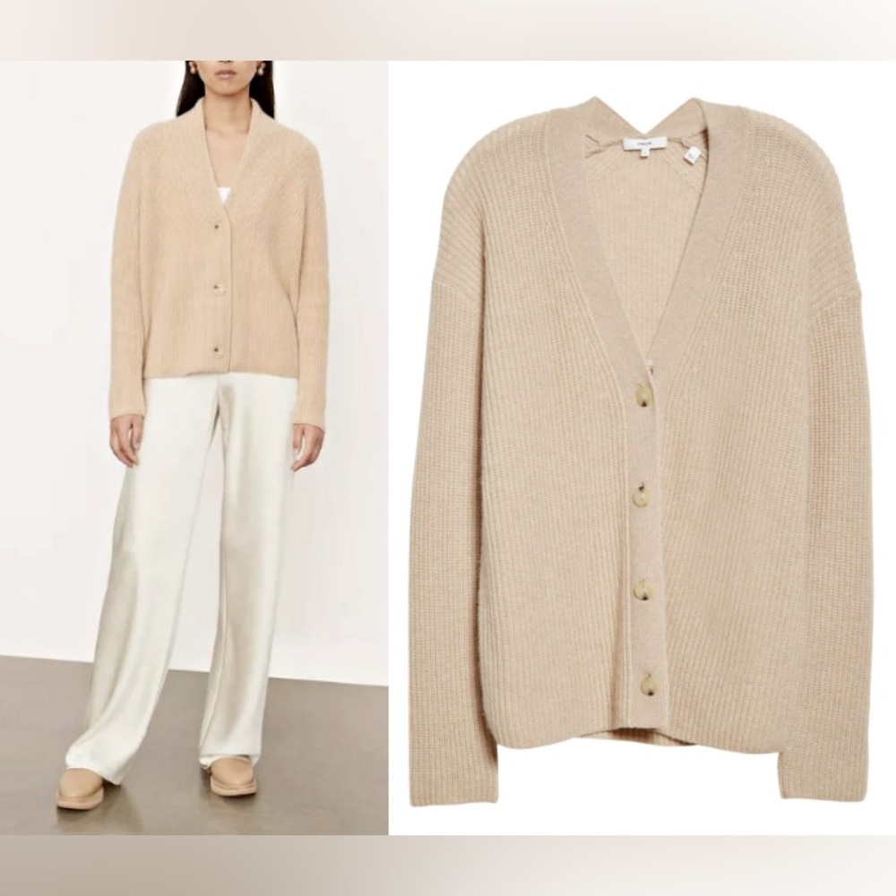 Vince Beige Button-Up Cardigan